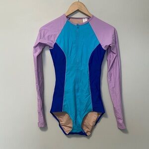 Coolibar UPF 50+ Colorblock Long Sleeve One Piece Swimsuit